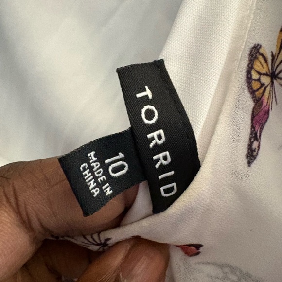 Torrid One Shoulder Butterfly Print Dress - Cream - Picture 2 of 3